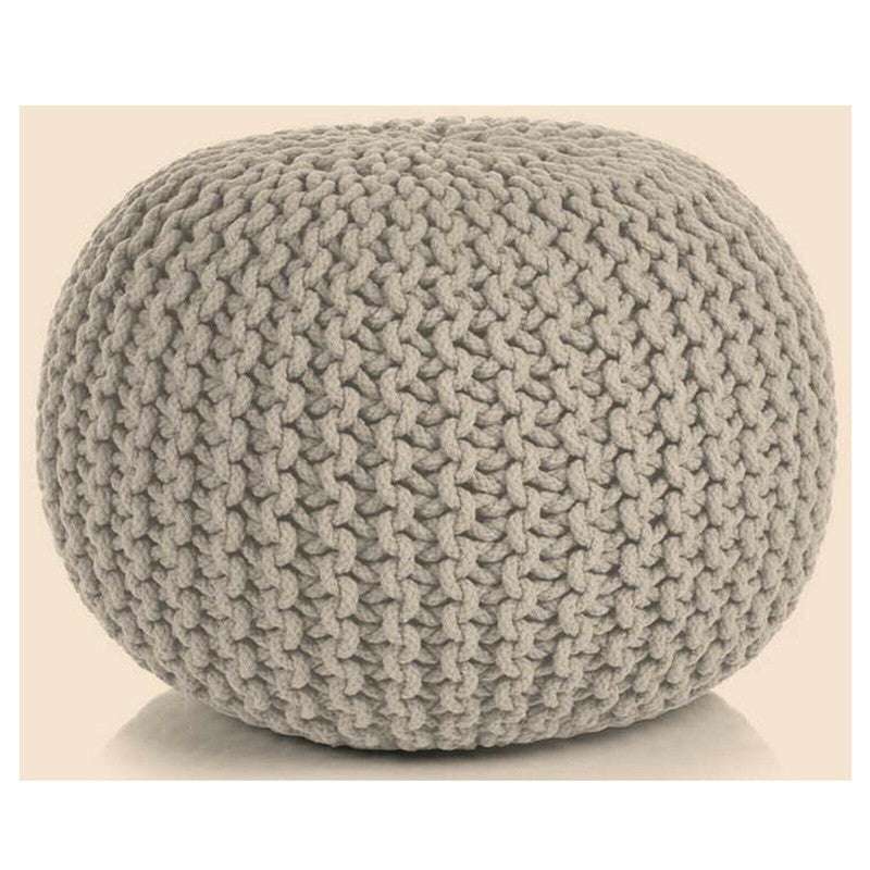 Braided Ottoman Pouffe Footstool Hand Knitted (Beige)